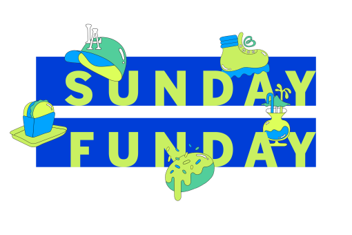 شعار صندوق معلومات Sunday Funday مع رسوم توضيحية ملونة